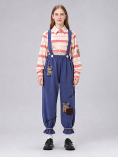 Scarecrow Costume with Pumpkin, Striped Top and Pants