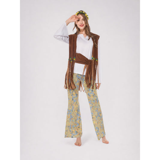 70s Hippie Boho Costume with Vest and Pants