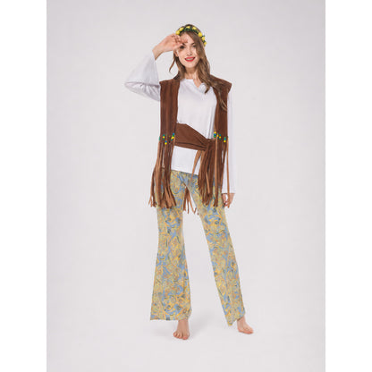 Boho 1970s Hippie-Style Costume with Vest and Pants