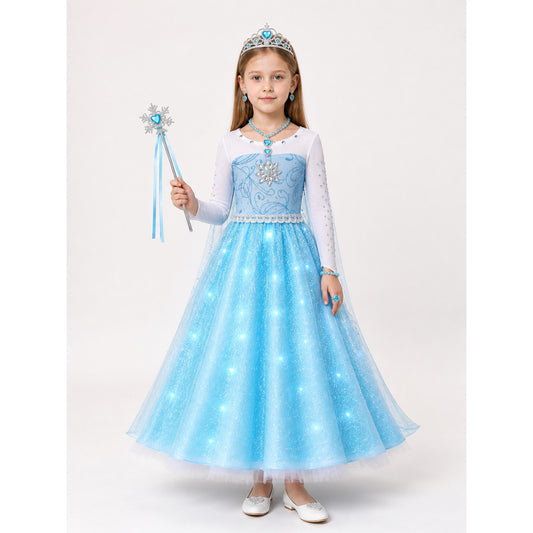 Glowing Snow Princess Halloween Carnival Costume main product view
