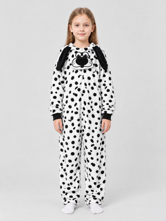 Hooded Pajama Jumpsuit with Dog Face
