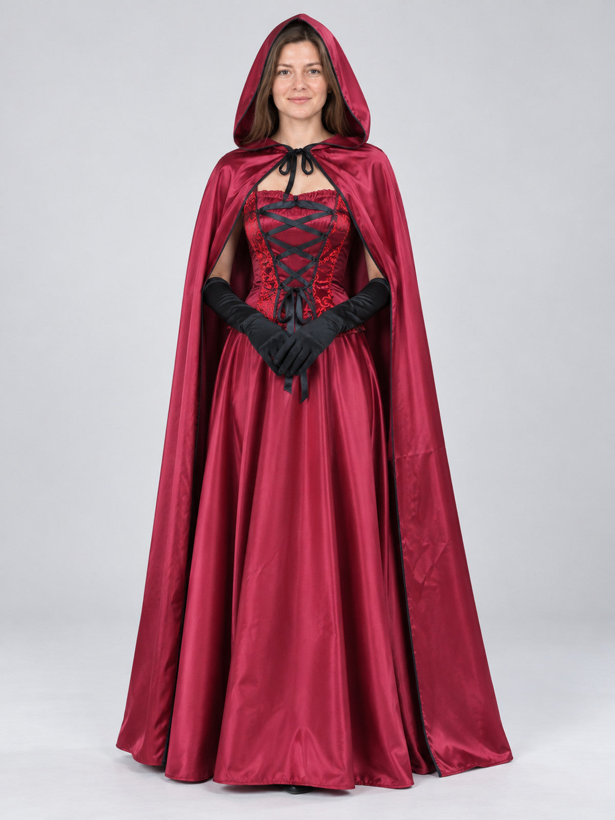 Carnival Costume with Long Cape and Corset Top