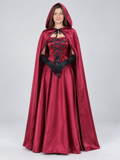 Carnival Costume with Long Cape and Corset Top