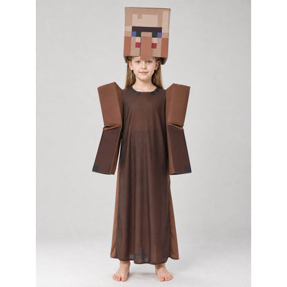 Minecraft Character Cosplay Costume, Pixelated on-model view