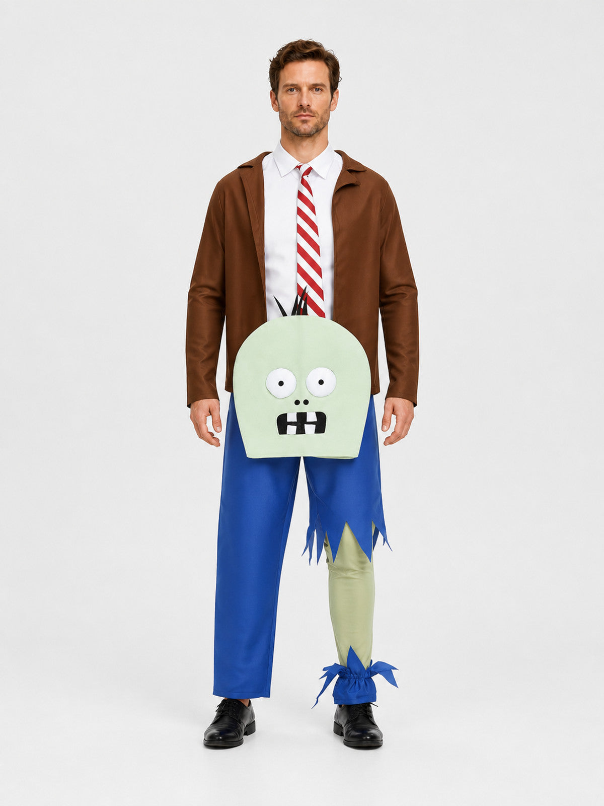 Plants vs. Zombies Zombie Costume with Headpiece on-model view