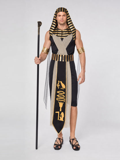 Egyptian Pharaoh Costume with Staff for Cosplay