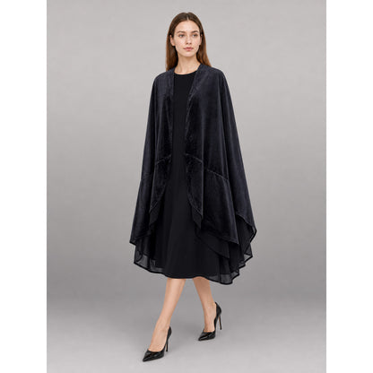 Black Carnival Cloak with Long Sleeves front view