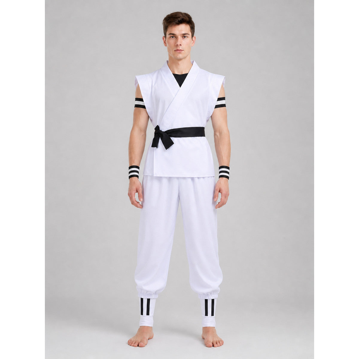 White Sukuna Cosplay Costume with Accessories on-model view