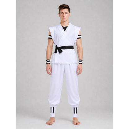White Sukuna Cosplay Costume with Accessories on-model view