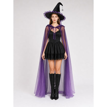 Witch Costume with Hat and Purple Cape