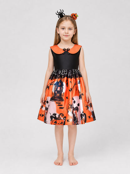 Halloween cosplay dress with a full skirt on-model view