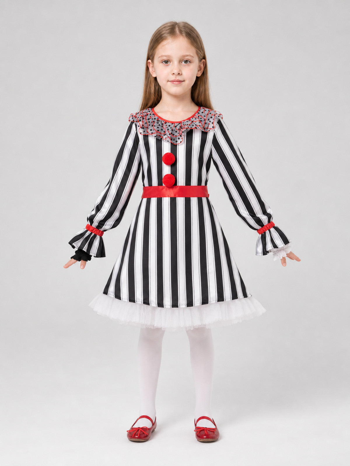 Striped Clown Costume for Halloween front view