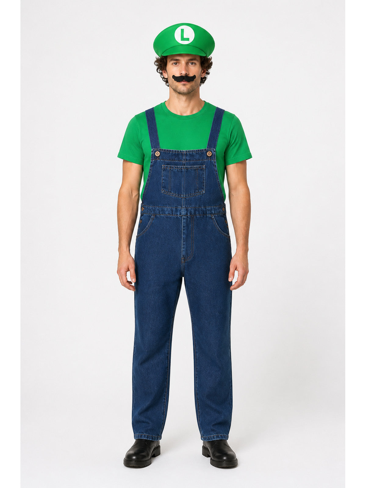 Luigi Costume: T-Shirt, Overalls, and Cap main product view