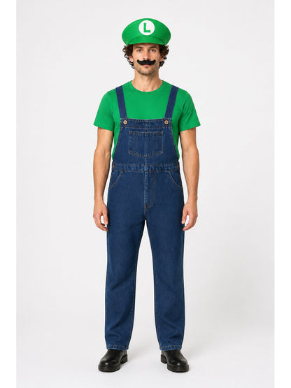 Luigi Costume: T-Shirt, Overalls, and Cap main product view