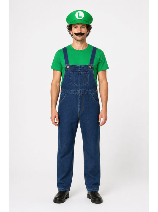 Luigi Costume: T-Shirt, Overalls, and Cap main product view