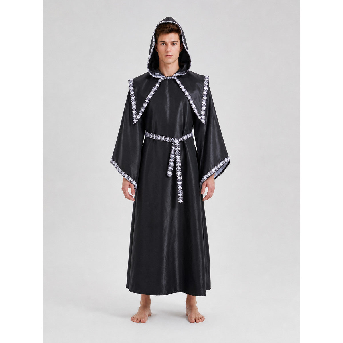 Hooded Costume: Long Robe with Cape on-model view