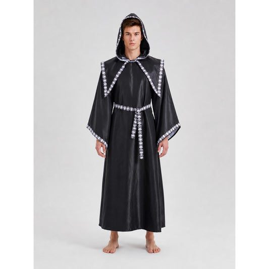 Hooded Costume: Long Robe with Cape on-model view