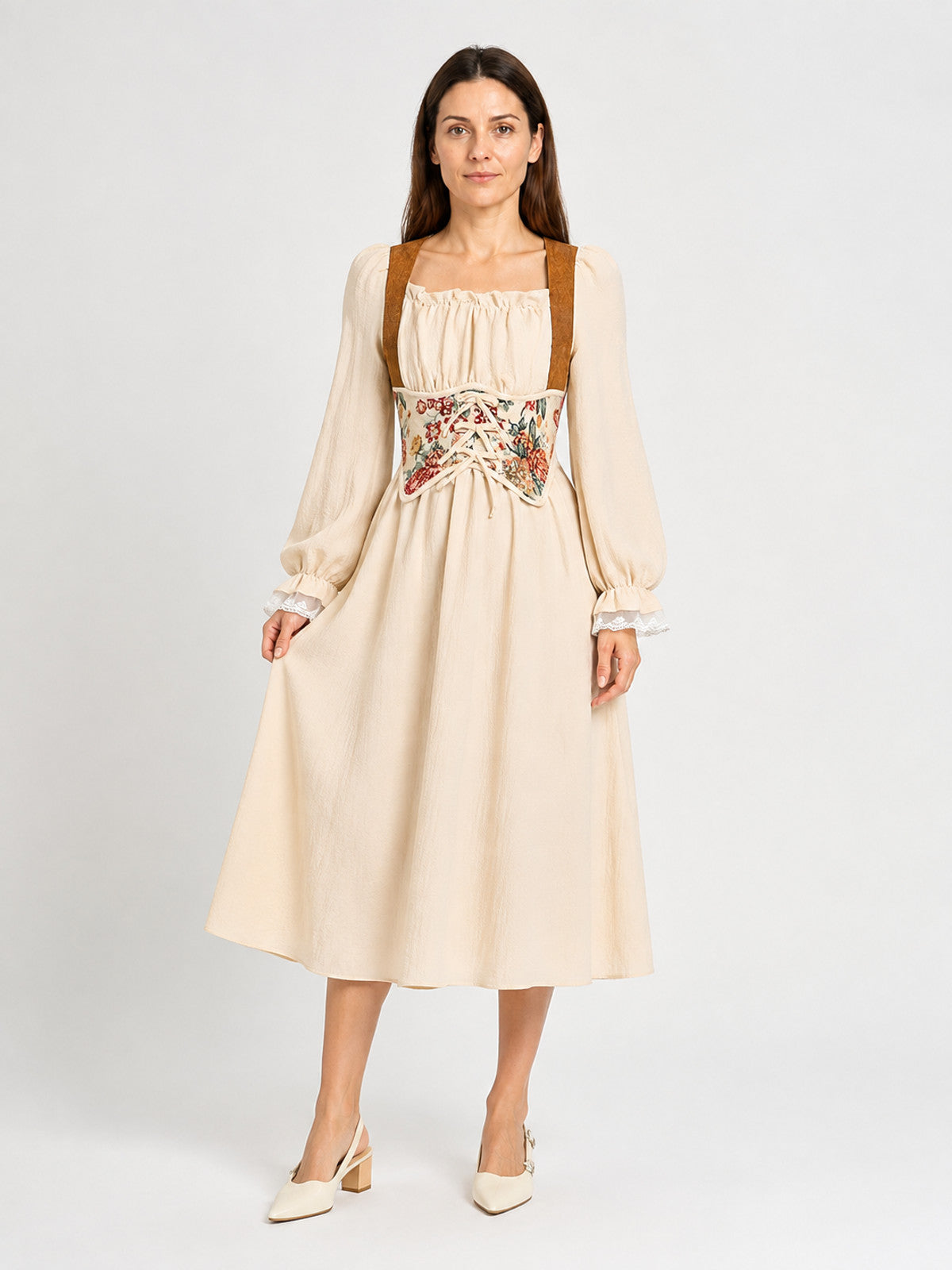 Renaissance Cosplay Dress with Puff Sleeves main product view