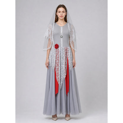 Costume: Gray Dress with White Veil