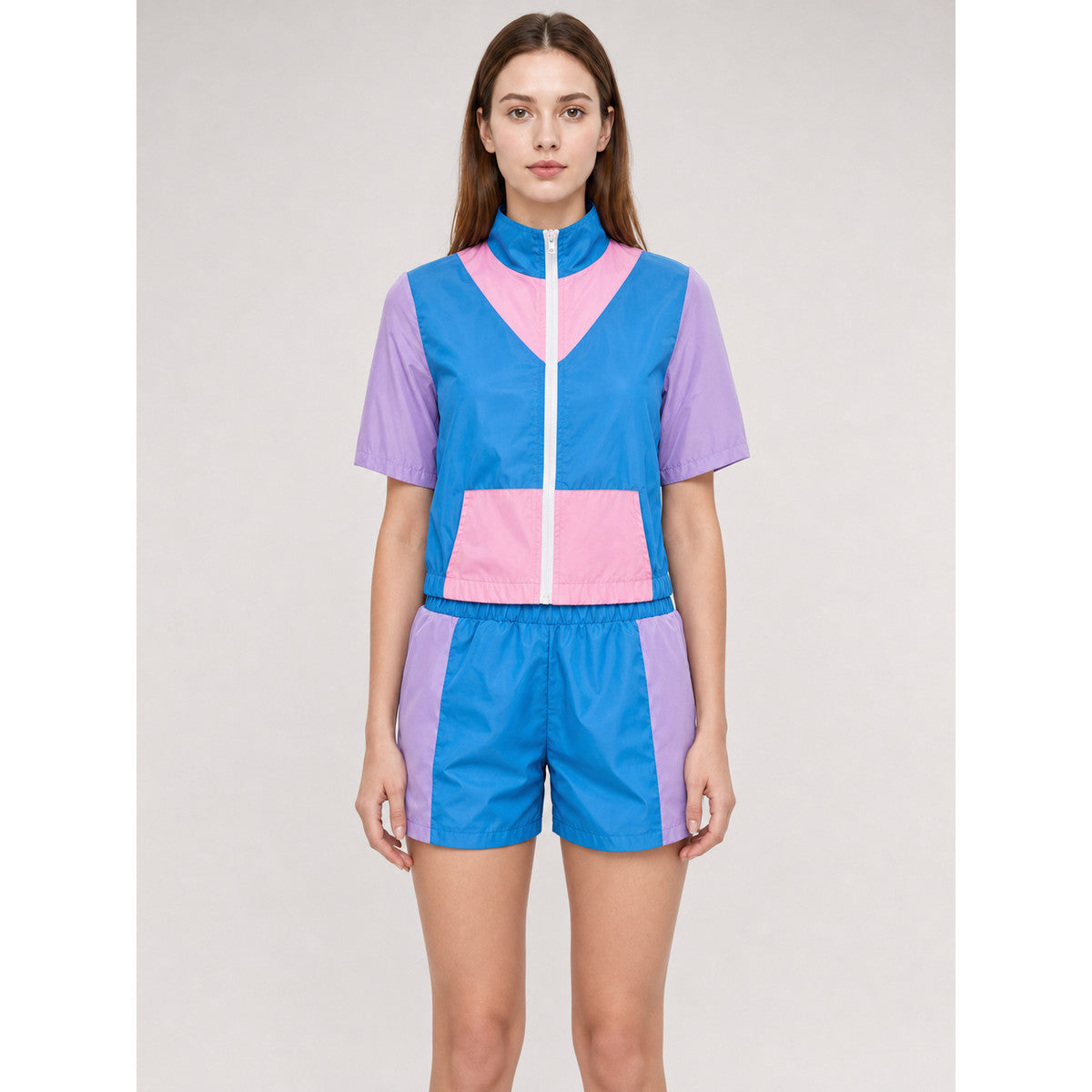 Sports Set with Shorts, Bold Color-Block Design