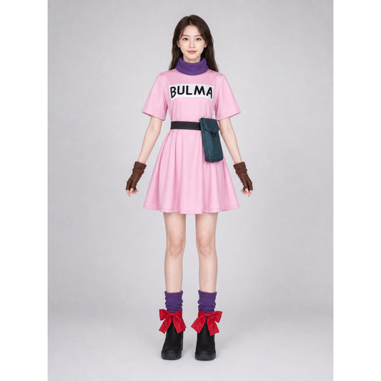 Bulma Cosplay Costume from Dragon Ball Z, Pink Dress