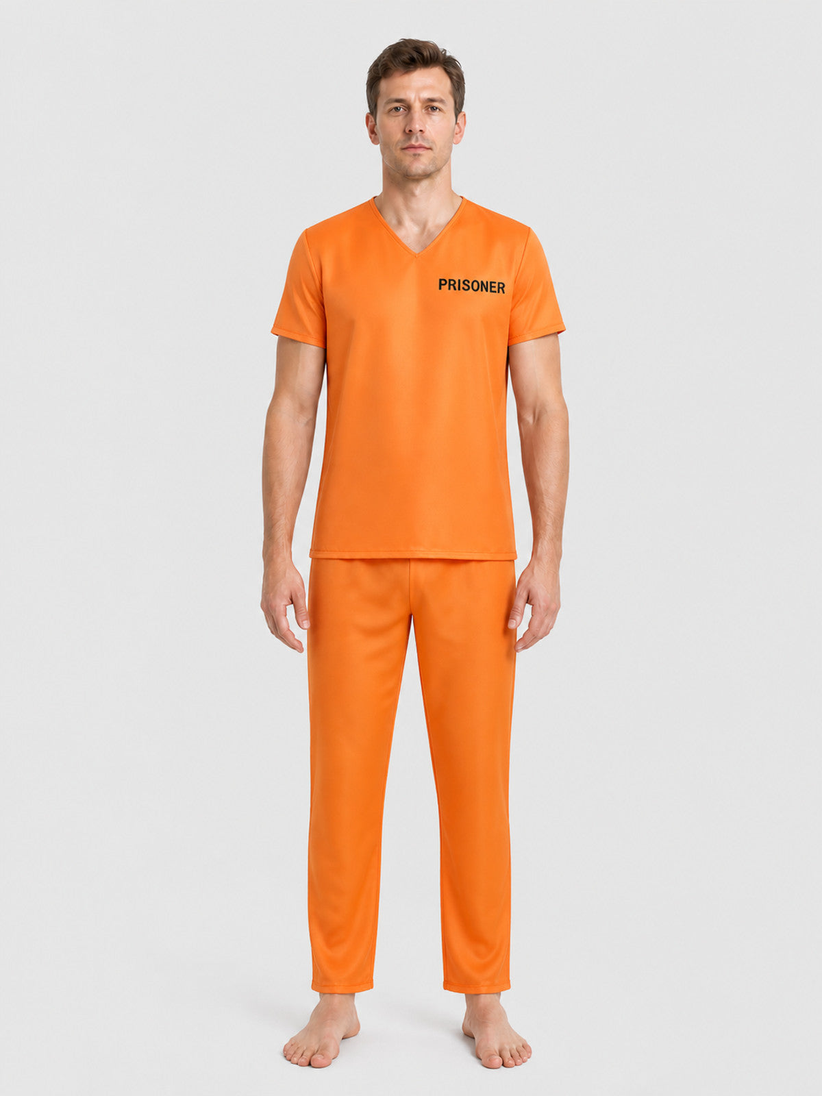 Orange “Prisoner” Cosplay Costume, 2-Piece Set on-model view