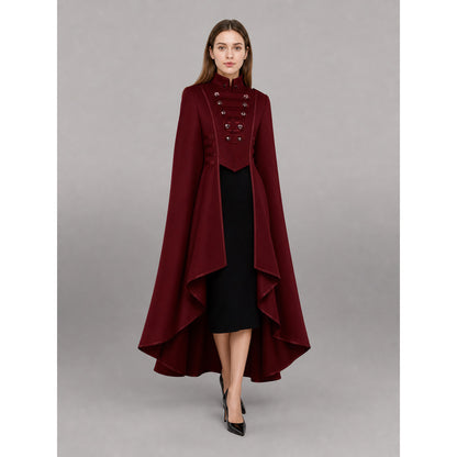 Burgundy Gothic Dress with a Black Panel front view