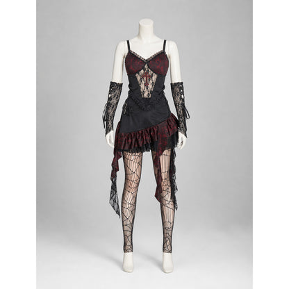 Gothic cosplay dress with lace and ruffles