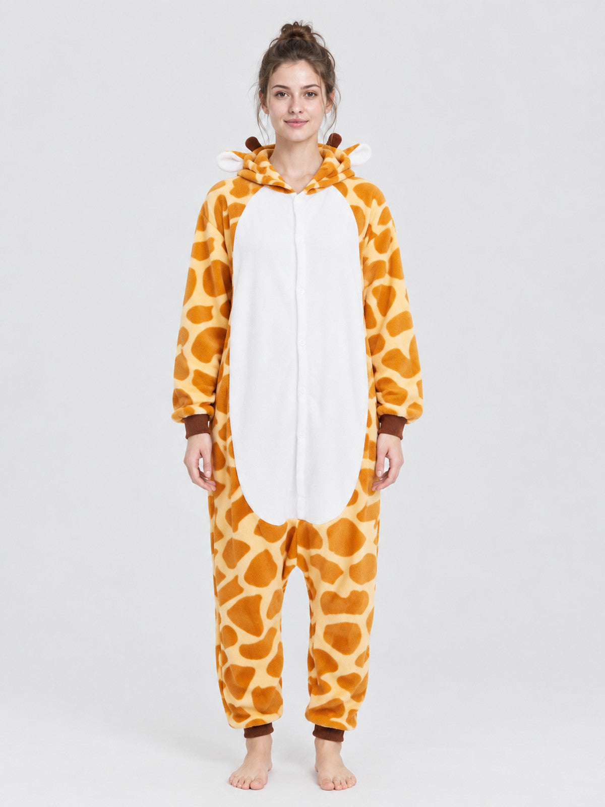 Fleece Giraffe Hooded One-Piece Pajamas