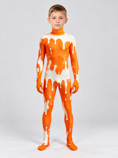 Clown Bodysuit Costume with Enclosed Headpiece on-model view