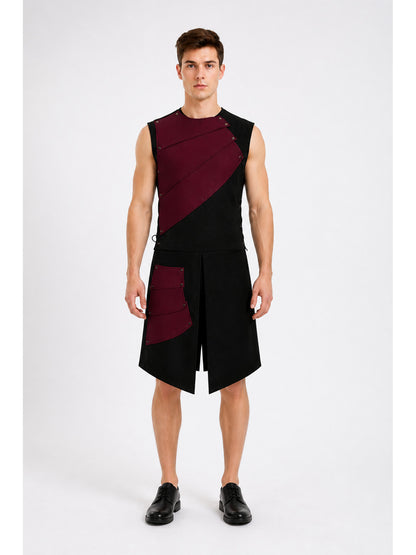 Sleeveless Jumpsuit with an Asymmetrical Panel