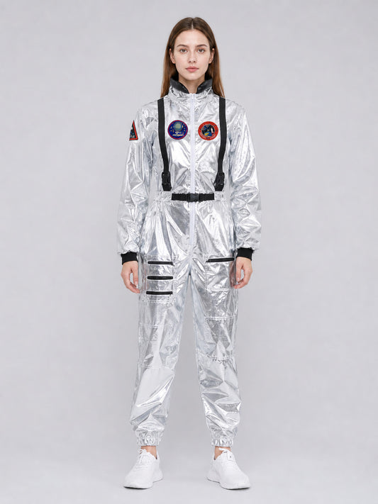 Silver Space Jumpsuit for Cosplay on-model view