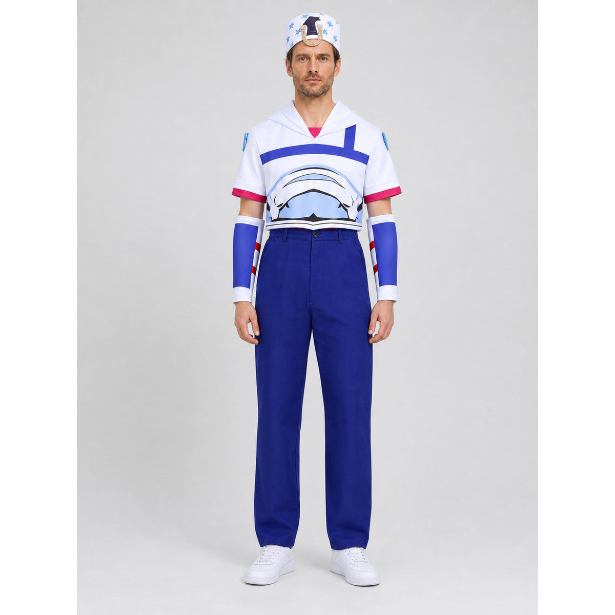 Johnny Joestar Cosplay Costume with Pants and Hat on-model view