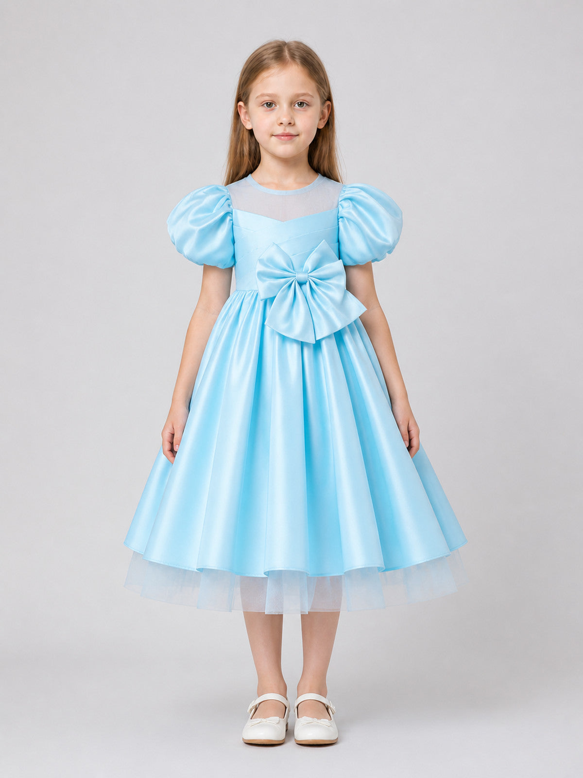 Dressy Princess Dress with Bow, Full Skirt on-model view