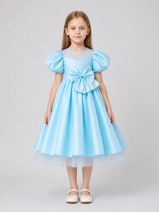 Dressy Princess Dress with Bow, Full Skirt on-model view
