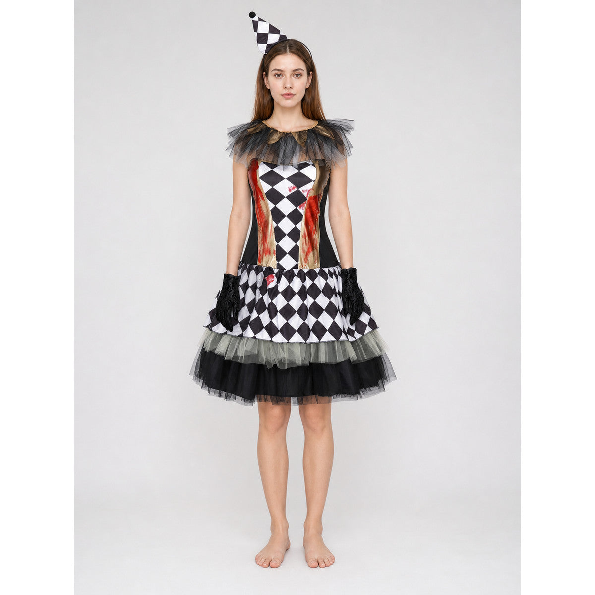 Halloween clown costume with gloves, dress