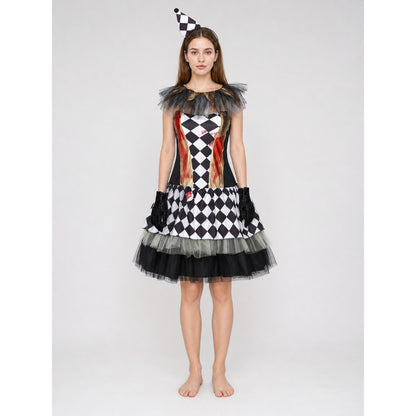 Halloween clown costume with gloves, dress