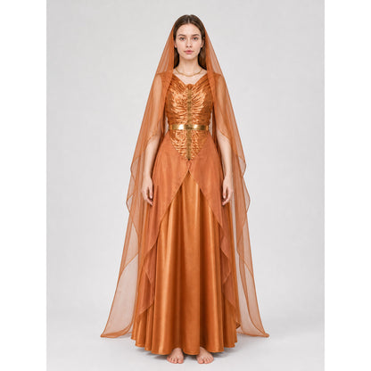 Mon Mothma Costume from Star Wars with Veil on-model view