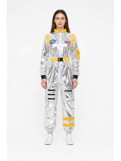 Silver Astronaut Jumpsuit with Patches