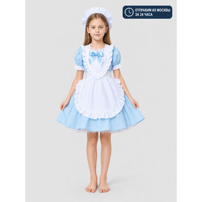 Maid-Style Dress with Apron and Headpiece