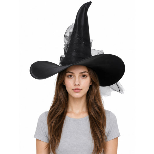 Witch carnival hat with mesh decoration