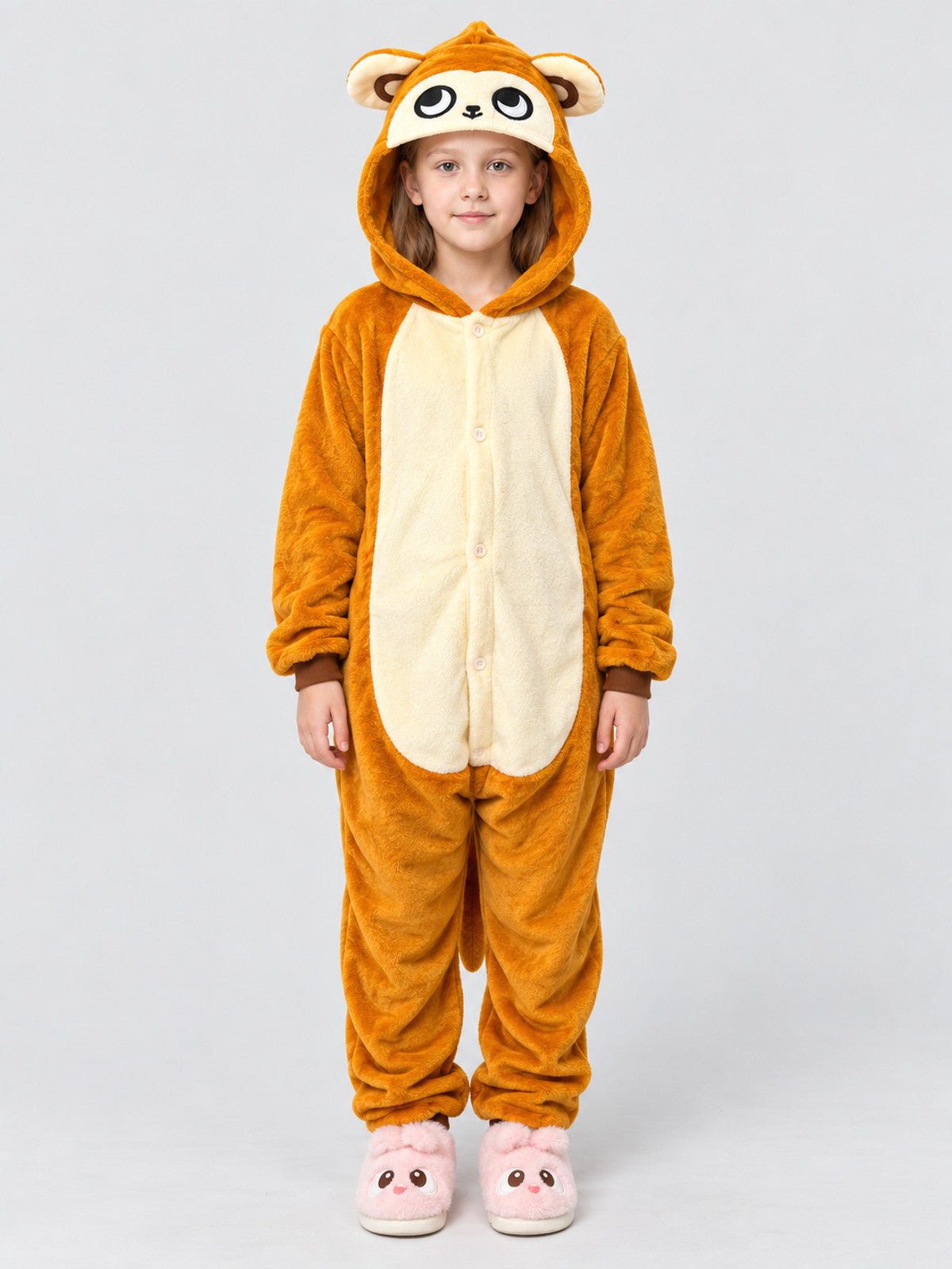 Orange hooded jumpsuit pajama with ears