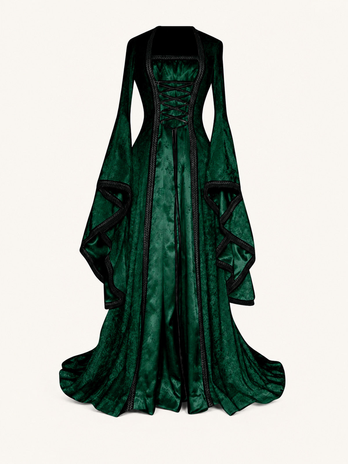 Women's Long Medieval Dress with Flare Sleeves main product view