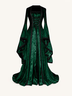 Women's Long Medieval Dress with Flare Sleeves
