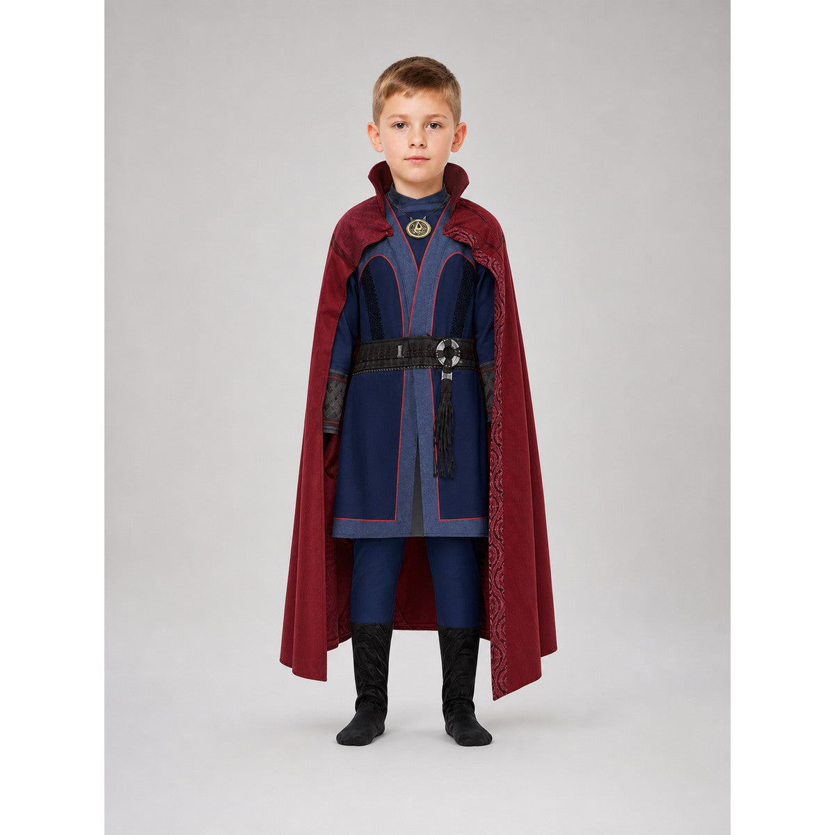 Superhero Carnival Costume with Cape for Cosplay on-model view