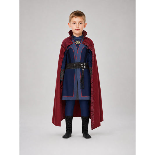 Superhero Carnival Costume with Cape for Cosplay on-model view