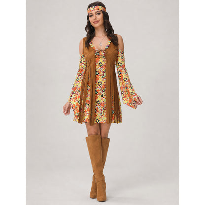 Retro disco-style dress costume with headband