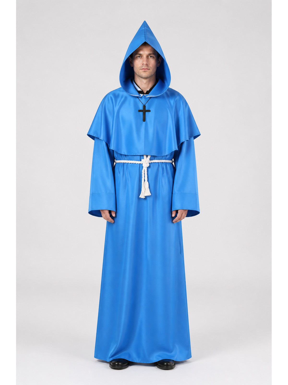 Blue Hooded Monk’s Cloak with Cross main product view