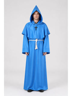 Blue Hooded Monk’s Cloak with Cross