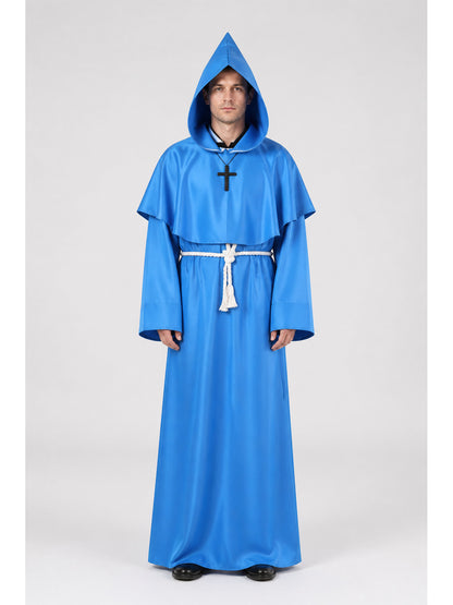 Blue Hooded Monk’s Cloak with Cross main product view